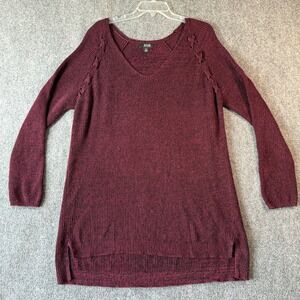 a.n.a Women's‎ XL V-Neck Long Sleeve Knit Sweater Dress Burgundy